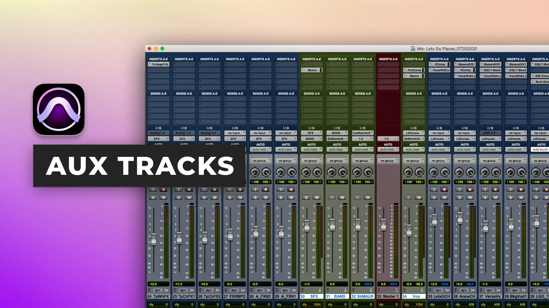 Aux pistes dans Pro Tools