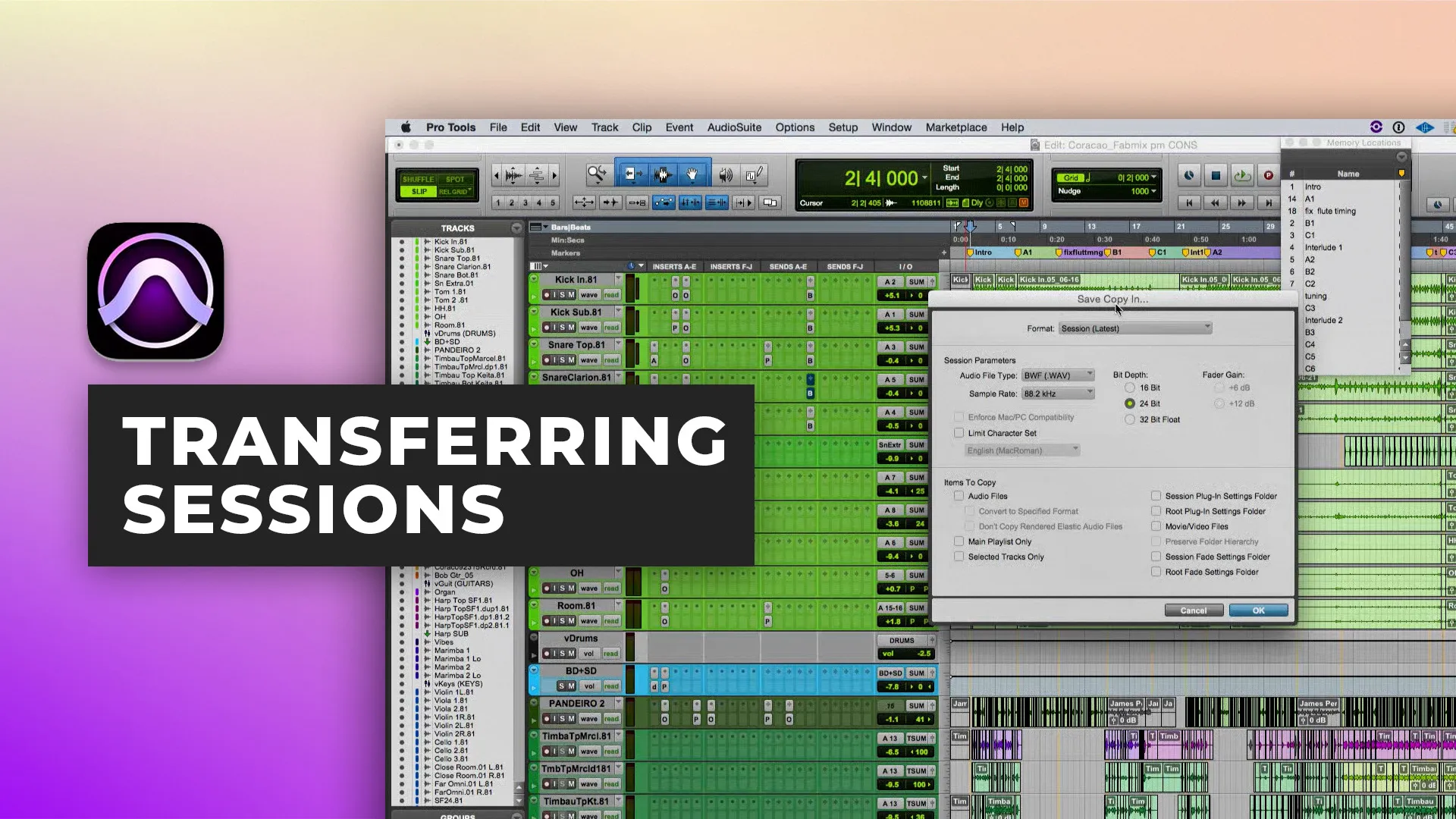 Transfert des sessions Pro Tools